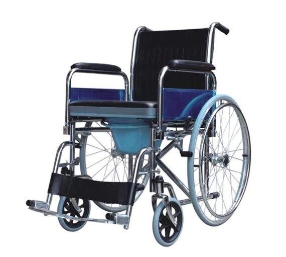 DH02681 Commode wheelchair with padded seat & wheels