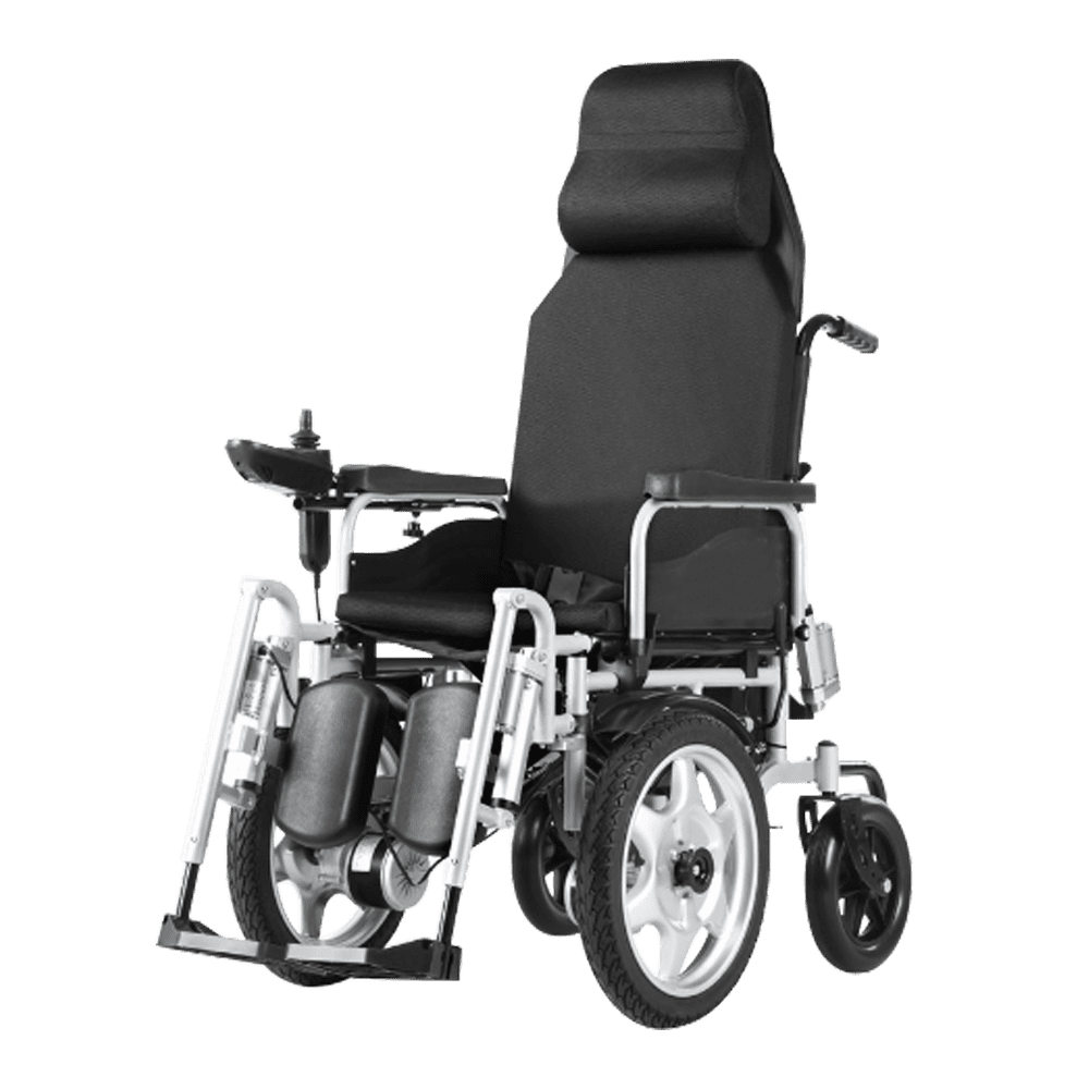 Electric wheelchair with manual reclining high back and manual elevating footrest GM 603-H2