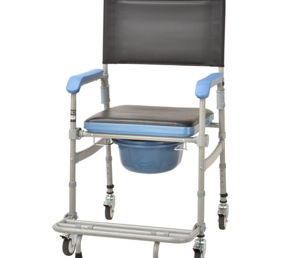 KDB631AFT03 – Commode chair with padded seat & wheels steel